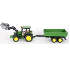 Трактор Bruder John Deere M5115 с погрузчиком и прицепом