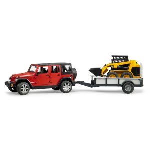 Внедорожник Bruder Jeep Wrangler Unlimited Rubicon c прицепом-платформой и колёсным мини погрузчиком CAT