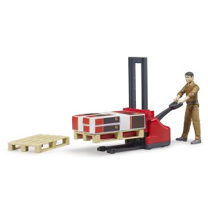 Bruder Фигурка работника логистической службы UPS с погрузчиком и аксессуарами