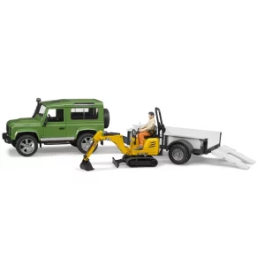 Bruder Внедорожник Land Rover Defender c прицепом-платформой